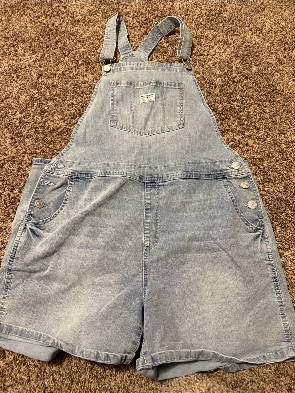 Wallflower Light Blue Denim Short Overalls with Front Bib  XL